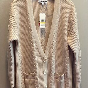 DKNY Women's Beige Cable Knit Cardigan